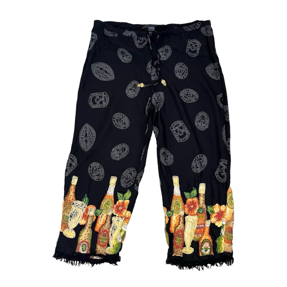 Ario | Black Drawstring Dinner & Drinks Beaded Boho Eclectic Pants Size S